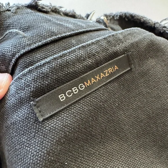 BCBG Max Azria High End Black Canvas Shoulder Bag Beach Surf Tote NICE - Picture 8 of 8